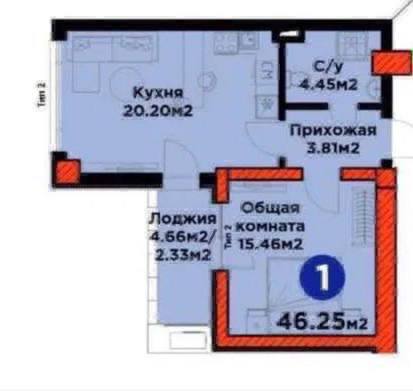 квартира в ЖК «Kislorod», 2/16/16