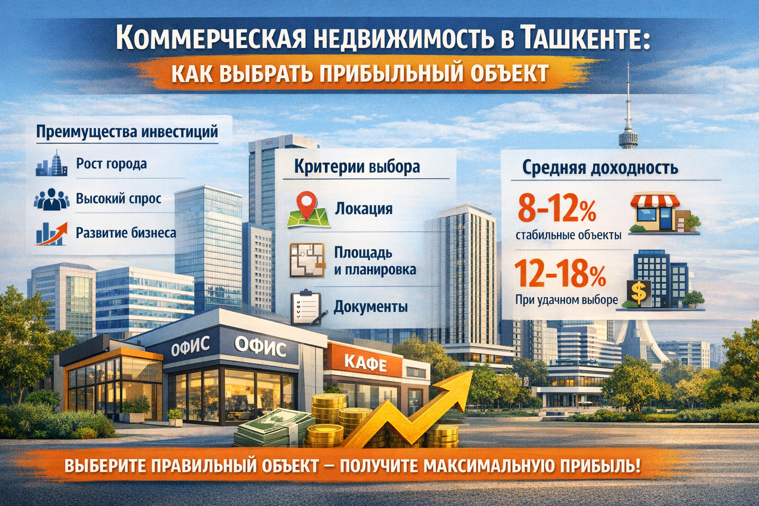 Toshkentda tijorat ko‘chmas mulki: daromadli obyektni qanday tanlash
