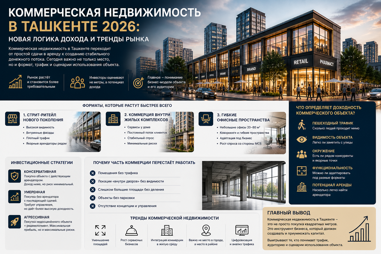 Коммерческая недвижимость в Ташкенте 2026: как меняется логика дохода и почему «локации» больше недостаточно