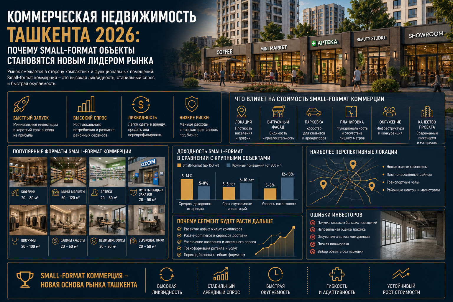 Коммерческая недвижимость Ташкента 2026: почему small-format объекты становятся новым лидером рынка