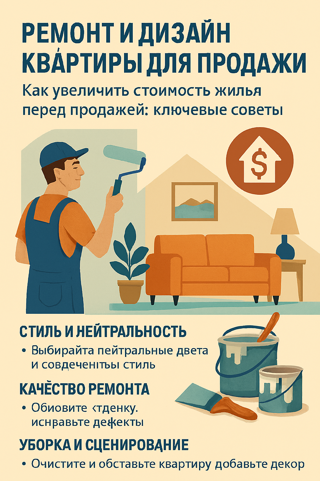 Ремонт и дизайн квартиры для продажи: как увеличить стоимость жилья