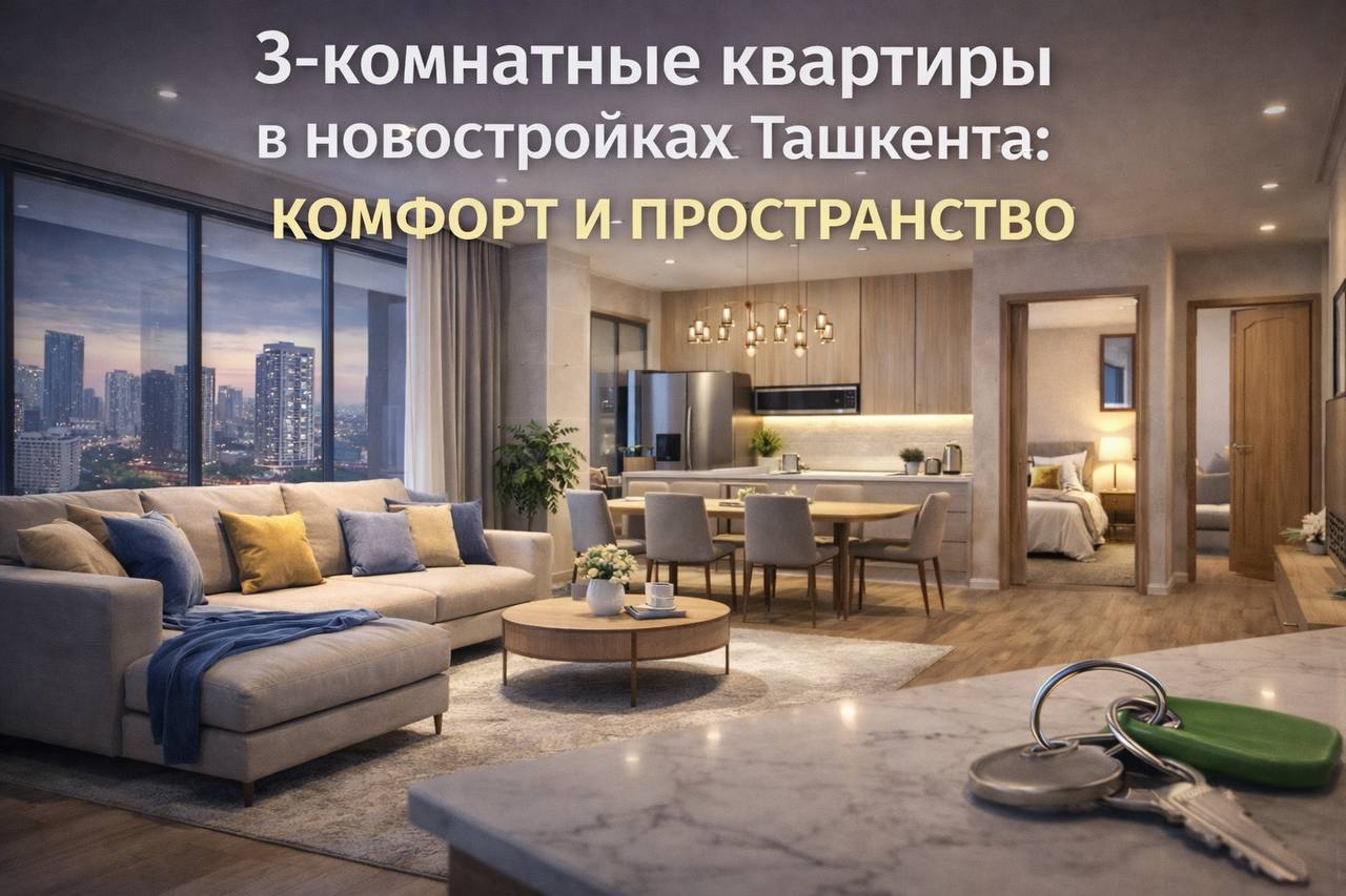 Toshkent yangi qurilishlarida 3 xonali kvartiralar: qulaylik va kenglik
